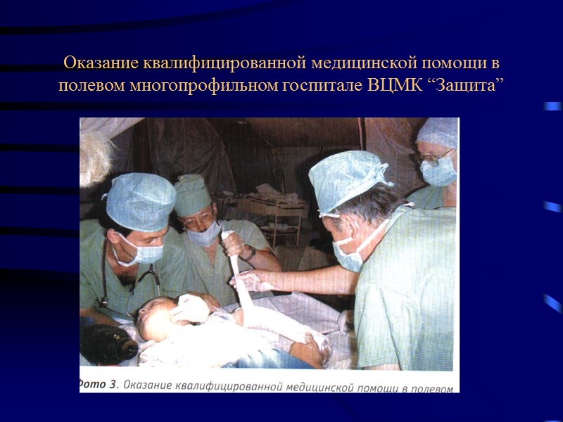 Оказание квалифицированной медицинской помощи в полевом многопрофильном госпитале ВЦМК “Защита”